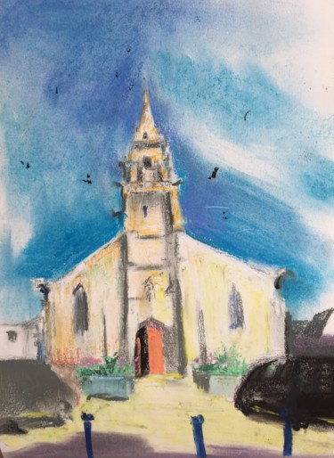 Painting titled "Église Sainte-Croix…" by Yixiao Li, Original Artwork, Pastel