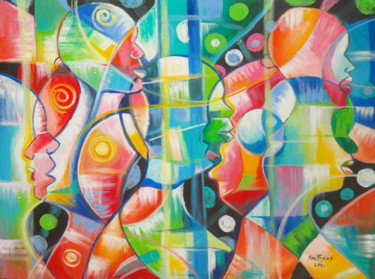 Together Schilderij getiteld "Together" door Olaoluwa Smith, Origineel Kunstwerk, Acryl