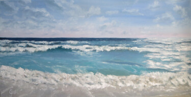 Dawn on the sea. Romantic seascape. Peinture intitulée "Dawn on the sea. Ro…" par Olga Yashchenko, Œuvre d'art originale, Huile Monté sur Châssis en bois
