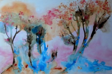 Painting titled "Aubes croisées d'au…" by Clau Redier-Clément, Original Artwork, Ink