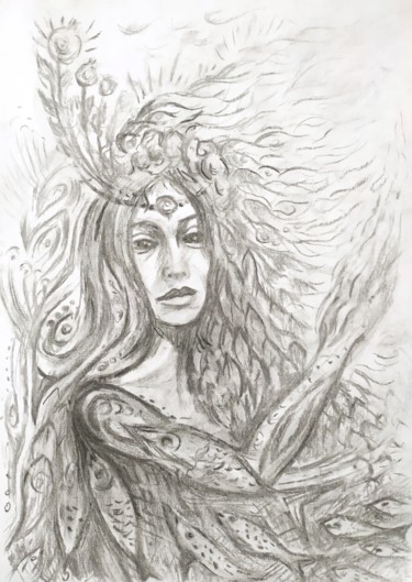 图画 标题为“Mother nature” 由Edgar Nazaryan, 原创艺术品, 木炭