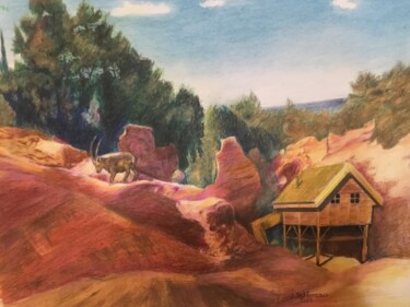 Painting titled "LE GRAND CANYON DU…" by Jacques Tafforeau, Original Artwork, Watercolor