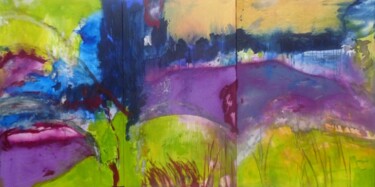 Painting titled ""Mer, ciel, et dune…" by Sylvie Touzery, Original Artwork, Acrylic