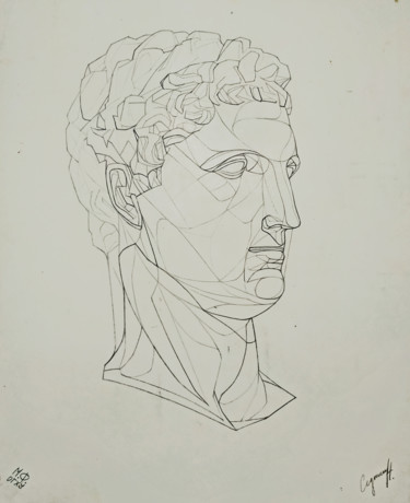 Linear drawing of the head 图画 标题为“Linear drawing of t…” 由Николай Седнин (Nicolas Sedninne), 原创艺术品, 石墨