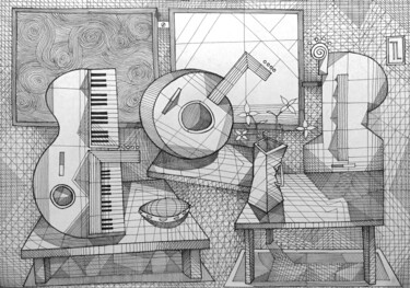 Mesas de Músico (Musician Tables) - Caneta 54 "Mesas de Músico (Mu…" başlıklı Resim José Roberto Teixeira Leite Junior tarafından, Orijinal sanat, Işaretleyici