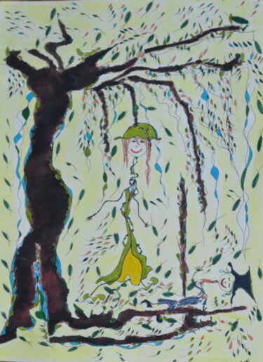 Drawing titled "La danse des feuill…" by Sophie Et Lionel Pardessus, Original Artwork, Pencil