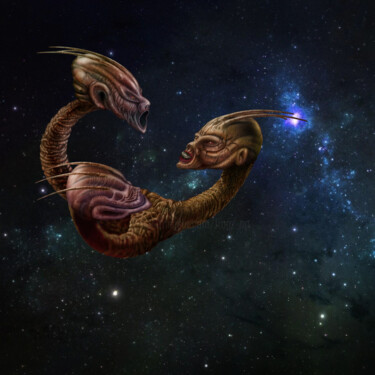 Digitale Kunst getiteld "Alien Dispute" door Franzart, Origineel Kunstwerk, 2D Digital Work