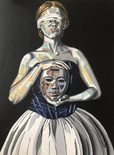 L'autodidacte Collages intitulée "L'autodidacte" par Annabelle Amory, Œuvre d'art originale, Acrylique Monté sur Châssis en bois