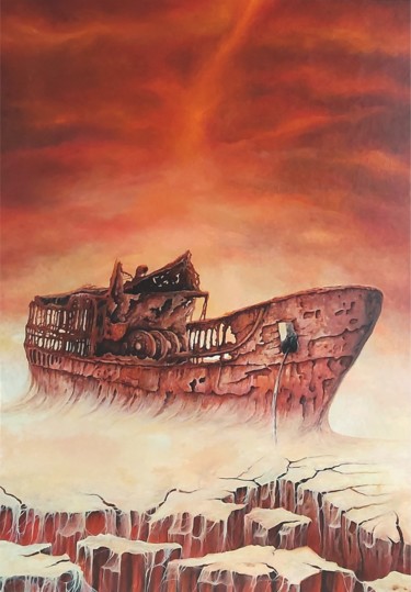 Painting titled "wrak" by Wojtek Malicki, Original Artwork, Oil