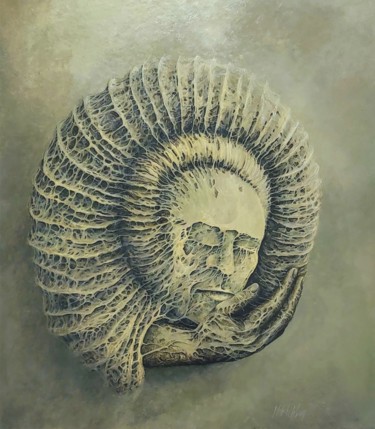 Painting titled "amonit" by Wojtek Malicki, Original Artwork, Oil