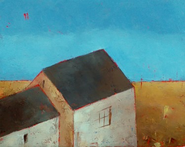 绘画 标题为“Landscape With Hous…” 由Kestutis Jauniskis, 原创艺术品, 油