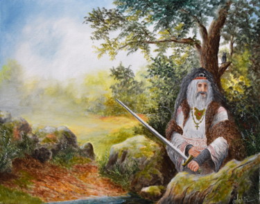 Peinture intitulée "Le maître des loups" par Gérard Jéhin, Œuvre d'art originale, Huile