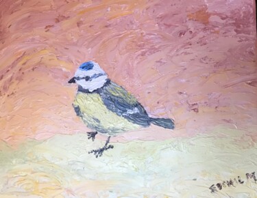 SERIE LES OISEAUX MESANGE NOTRE OISEAU DES JARDINS n° 2 "SERIE LES OISEAUX M…" başlıklı Tablo Aasophiemart Moulin Du Clairon tarafından, Orijinal sanat, Petrol Ahşap Sedye çerçeves…