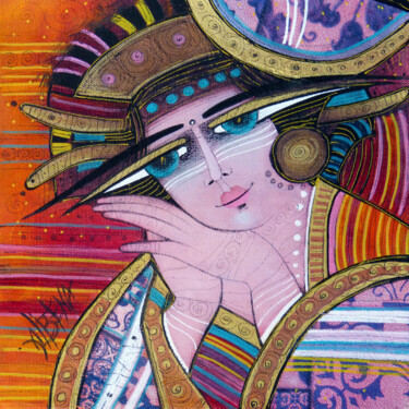 Peinture intitulée "Dreams of japan" par Albena Vatcheva, Œuvre d'art originale, Huile Monté sur Carton