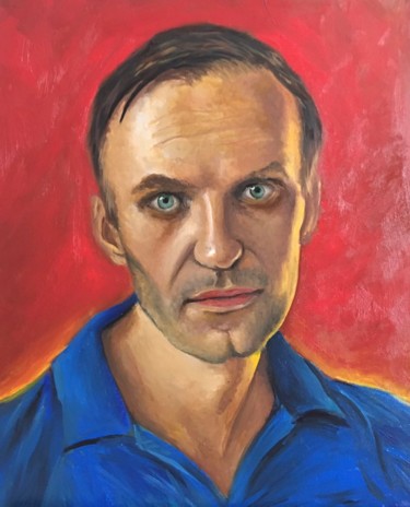 Картина под названием "Navalny in September" - Ruslan Baysaev, Подлинное произведение искусства, Масло Установлен на Деревян…