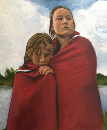 Картина под названием "Bathers" - Ruslan Baysaev, Подлинное произведение искусства, Масло Установлен на Деревянная рама для…