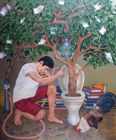 Painting titled "Light on the throne…" by Francis Eric Dimarucut, Original Artwork, Acrylic
