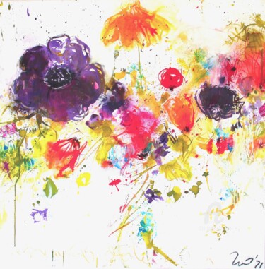 Painting titled "c 47-"le printemps…" by Heike Renz, Original Artwork, Acrylic
