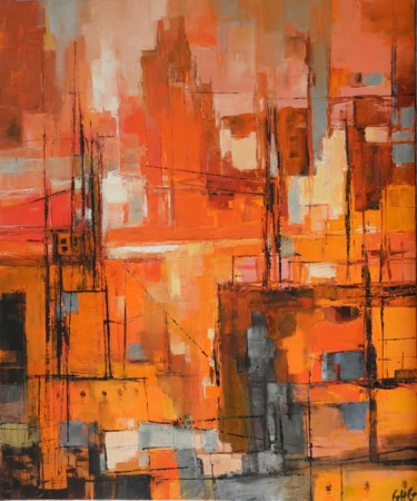 Peinture intitulée "lumière du soir" par Gabrielle Hollensett-Grugier, Œuvre d'art originale, Huile Monté sur Châssis en bois