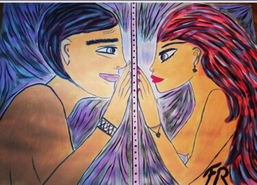 Peinture intitulée "Amour impossible" par Fabienne Reynaud, Œuvre d'art originale, Acrylique