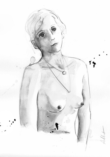 ND 088 Drawing titled "ND 088" by Alliet-Delacroix, Original Artwork, Ink Mounted on Cardboard