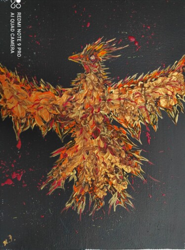 绘画 标题为“Like Phoenix/Как Фе…” 由Наталья Иванова, 原创艺术品, 丙烯 安装在木质担架架上