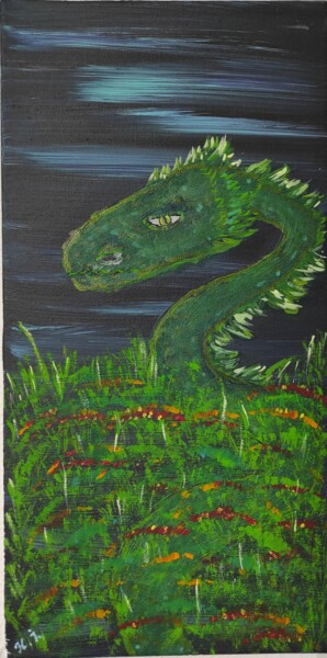 绘画 标题为“Basilisk/Василиск” 由Наталья Иванова, 原创艺术品, 丙烯 安装在木质担架架上