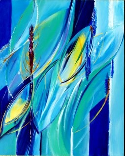 Peinture intitulée "azur: rêve et réali…" par Anne-Frédérique Ferret, Œuvre d'art originale, Huile