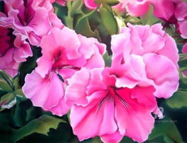 Peinture intitulée "LA VIE EN ROSE" par Brigitte Bouron, Œuvre d'art originale, Huile
