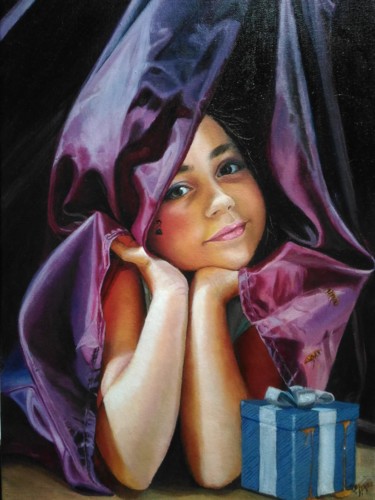 Painting titled "il tesoro nascosto" by Laura Muolo, Original Artwork, Oil