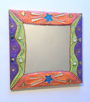 Design titled "miroir mosaïque et…" by Odile Maffone Mosaïque Joyeuse, Original Artwork, Mosaic Mounted on Wood Panel