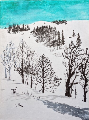 Painting titled "Emerald Sky" by Christopher Walker, Original Artwork, Oil Mounted on Wood Stretcher frame