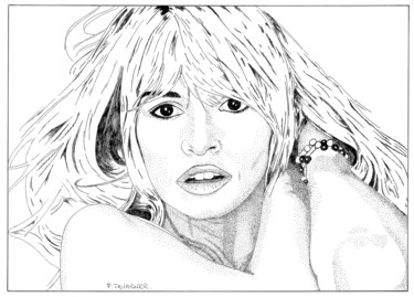 Dessin intitulée "Brigitte Bardot" par Pascal Tavarner, Œuvre d'art originale, Encre