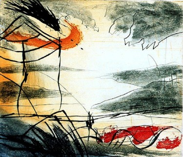 Gravures & estampes intitulée "Paysage II" par Paul Cloutier, Œuvre d'art originale, Eau-forte