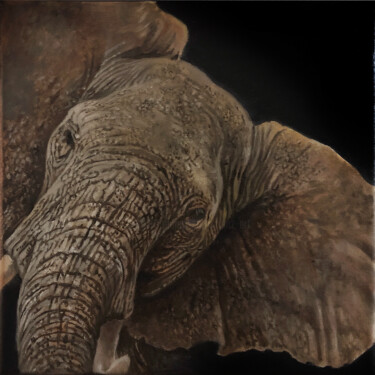 elephant 30x30 Schilderij getiteld "elephant 30x30" door Franzart, Origineel Kunstwerk, Olie