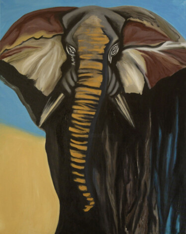 Peinture intitulée "Elephant" par Lu Meng, Œuvre d'art originale, Acrylique Monté sur Châssis en bois