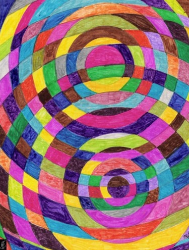 Drawing titled "L'art qu'en ciel" by Dominique Frampier, Original Artwork, Marker