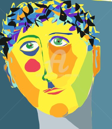 Arts numériques intitulée "Visages 15" par Anne-Marie Mary, Œuvre d'art originale, Peinture numérique
