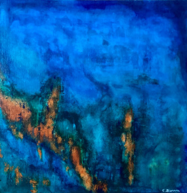Painting titled "Plongée" by Emmanuelle Biscara, Original Artwork, Acrylic Mounted on Wood Stretcher frame