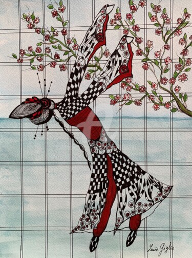 图画 标题为“Danseuse d’Asie” 由Lucie Giglio, 原创艺术品, 水彩
