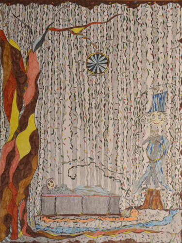Zeichnungen mit dem Titel "Le gisant de Lioso" von Sophie Et Lionel Pardessus, Original-Kunstwerk, Bleistift