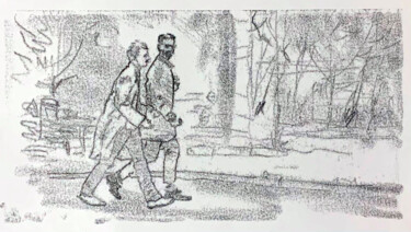 Druckgrafik mit dem Titel "Walk 3" von Sergey Sovkov, Original-Kunstwerk, Monotypie