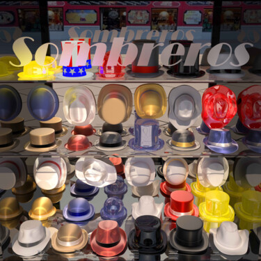 Digital Arts titled "LA TIENDA DE LOS SO…" by Juan Aguirre, Original Artwork, 3D Modeling Mounted on Wood Panel