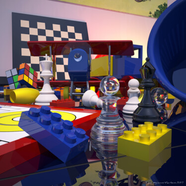 Arte digital titulada "BLOW UP" por Juan Aguirre, Obra de arte original, Modelado 3D Montado en Panel de madera