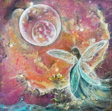 Malerei mit dem Titel "Elbenmagie" von Andreja Soleil, Original-Kunstwerk, Acryl