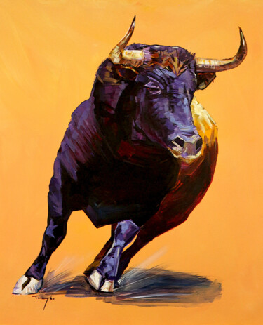 Bull | Taurus | Year of the Ox | Zodiac Schilderij getiteld "Bull | Taurus | Yea…" door Trayko Popov, Origineel Kunstwerk, Acryl