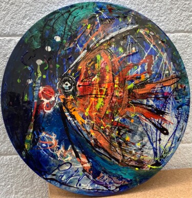 Peinture intitulée "Hublot fish" par Patmoli, Œuvre d'art originale, Acrylique