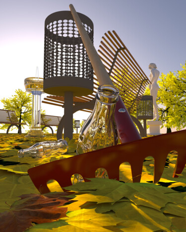 Digital Arts titled "FIN DE CICLO" by Juan Aguirre, Original Artwork, 3D Modeling Mounted on Wood Panel
