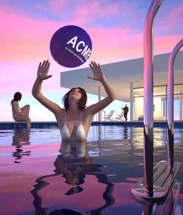 Arte digital titulada "NÁYADES" por Juan Aguirre, Obra de arte original, Modelado 3D Montado en Panel de madera
