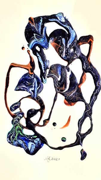 Schilderij getiteld "Aliens attack" door Marianne Huizinga, Origineel Kunstwerk, Acryl